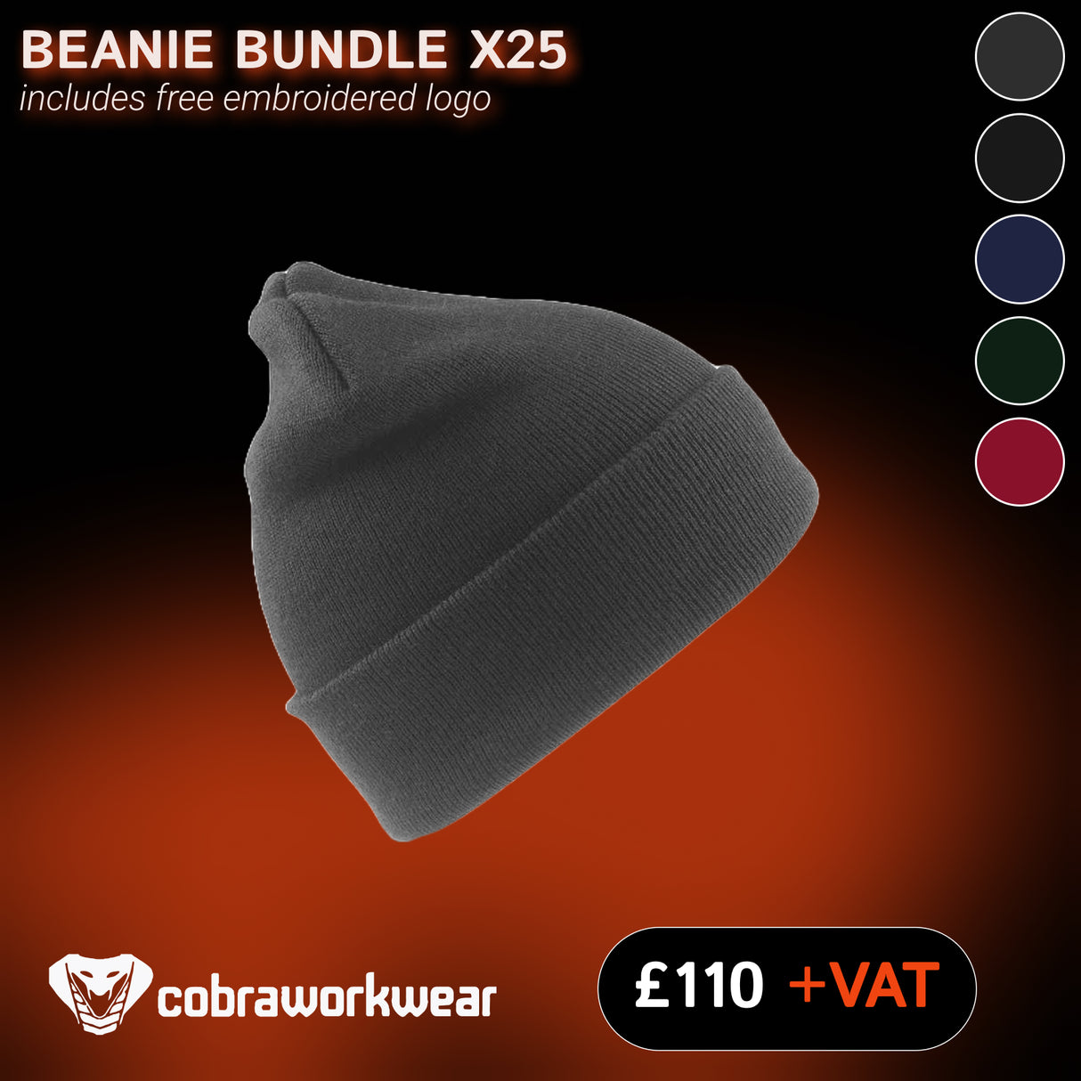 25x Beanie Including Logo Qty Bundle Package
