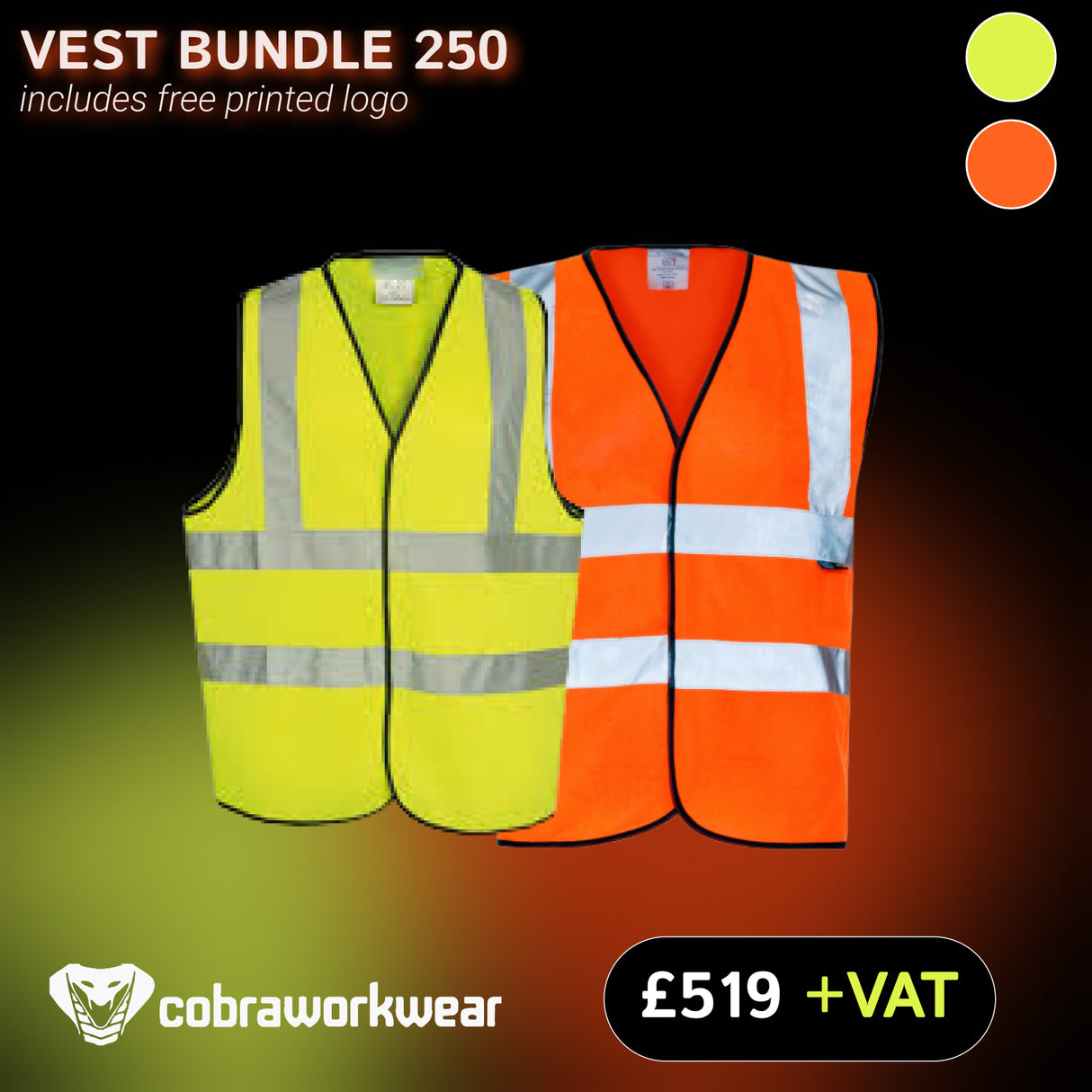 Hi Vis Vest x250 Qty Bundle Package