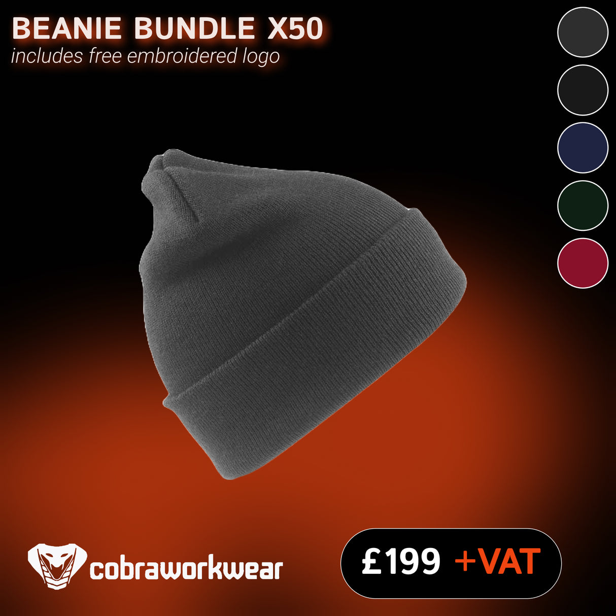 50x Beanie Including Logo Qty Bundle Package