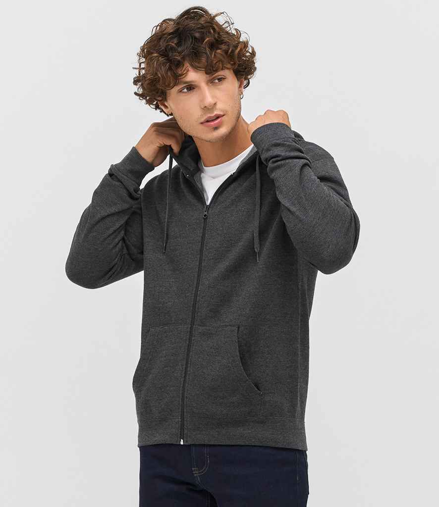 SOL'S Stone Zip Hooded Sweatshirt | Charcoal Marl