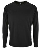 SOL'S Sporty Long Sleeve Performance T-Shirt | Black