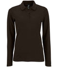 SOL'S Ladies Perfect Long Sleeve Piqué Polo Shirt | Black