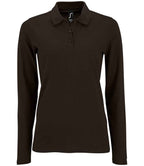 SOL'S Ladies Perfect Long Sleeve Piqué Polo Shirt | Black