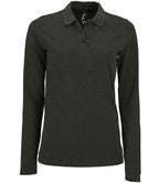 SOL'S Ladies Perfect Long Sleeve Piqué Polo Shirt | Charcoal Marl