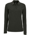 SOL'S Ladies Perfect Long Sleeve Piqué Polo Shirt | Charcoal Marl