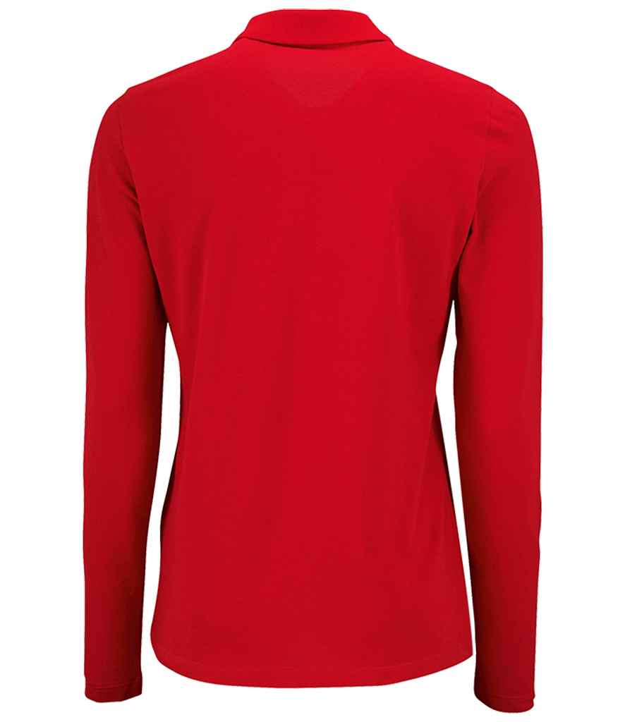 SOL'S Ladies Perfect Long Sleeve Piqué Polo Shirt | Red