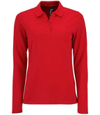 SOL'S Ladies Perfect Long Sleeve Piqué Polo Shirt | Red