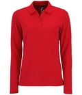 SOL'S Ladies Perfect Long Sleeve Piqué Polo Shirt | Red