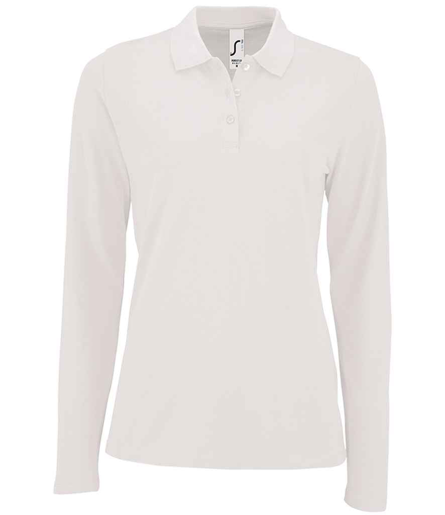 SOL'S Ladies Perfect Long Sleeve Piqué Polo Shirt | White