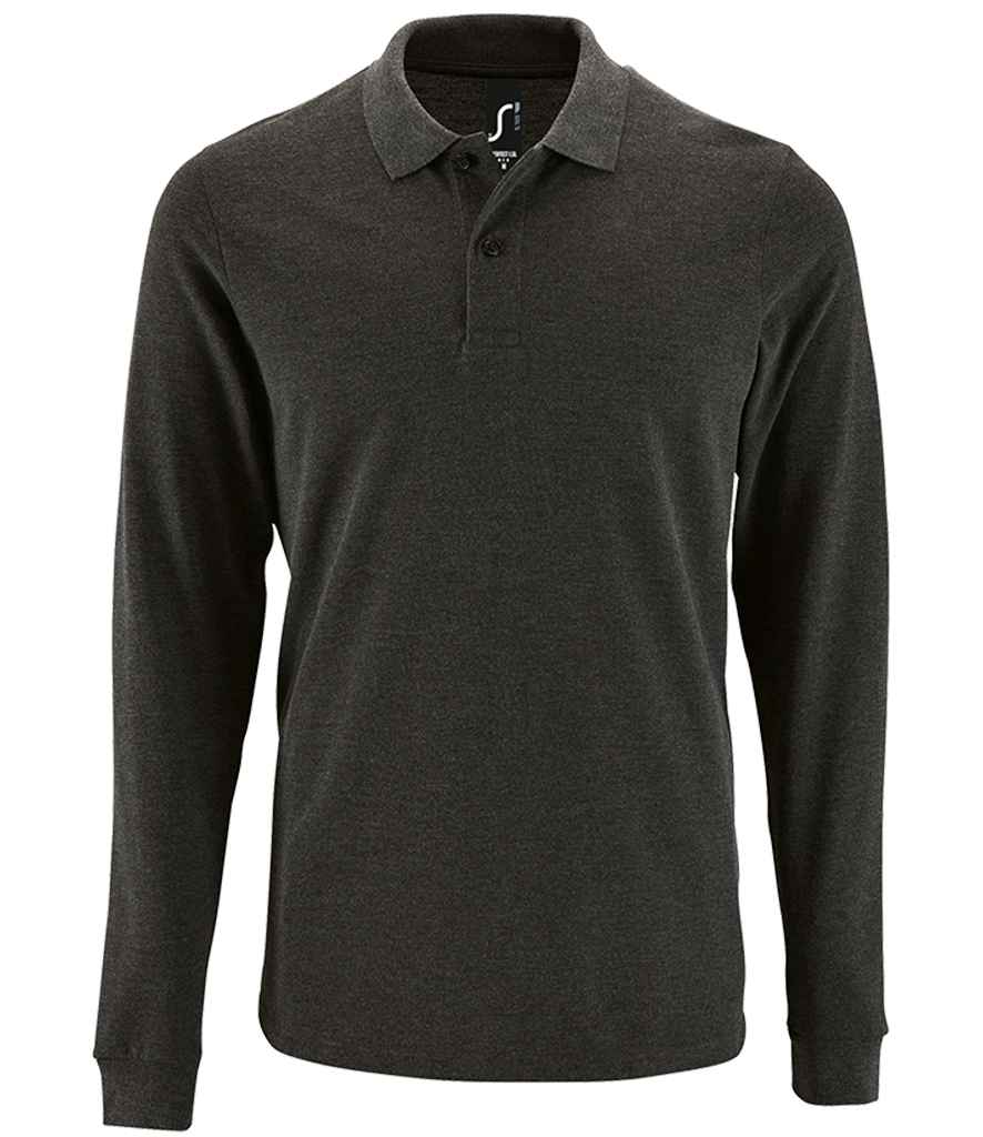 SOL'S Perfect Long Sleeve Piqué Polo Shirt | Charcoal Marl