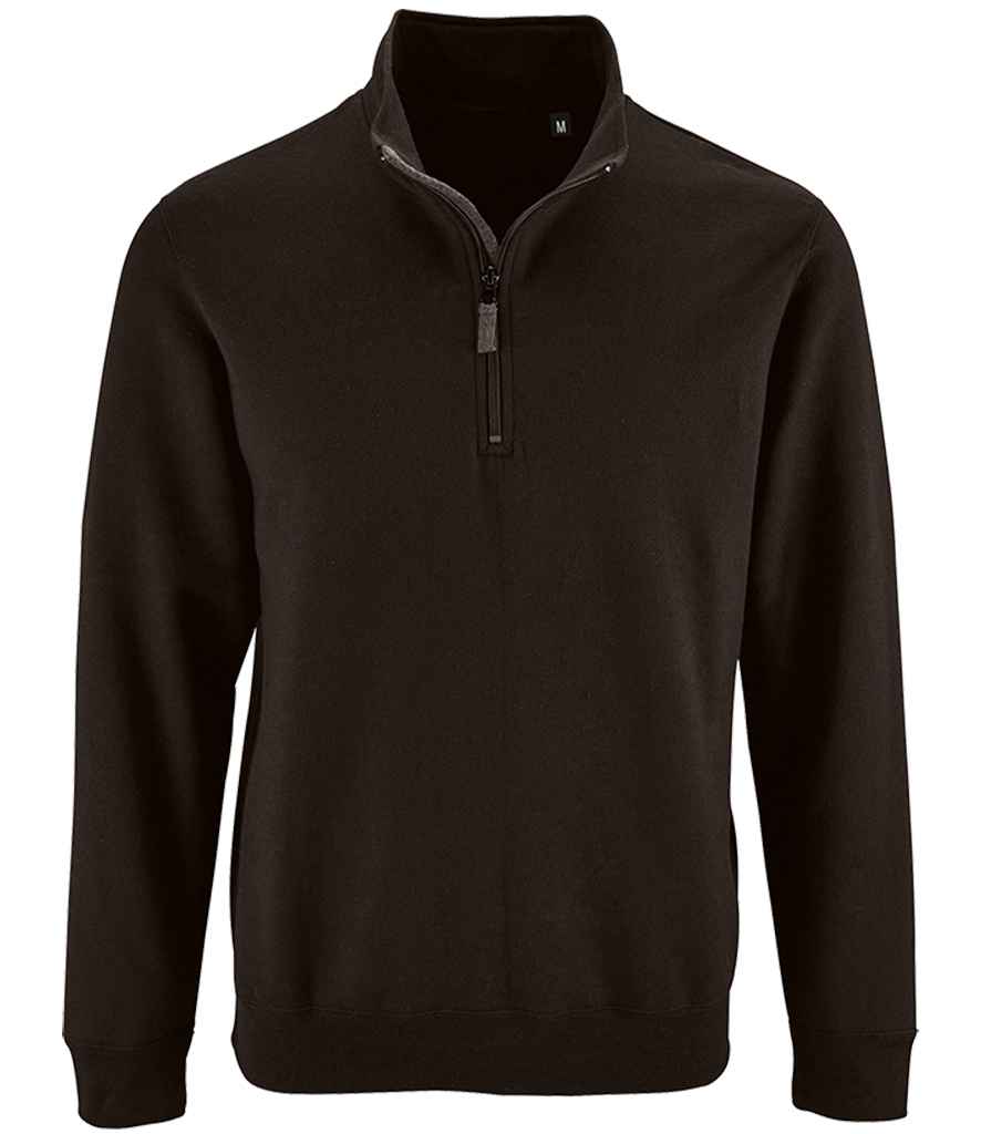 SOL'S Stan Contrast Zip Neck Sweatshirt | Black