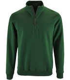 SOL'S Stan Contrast Zip Neck Sweatshirt | Bottle Green