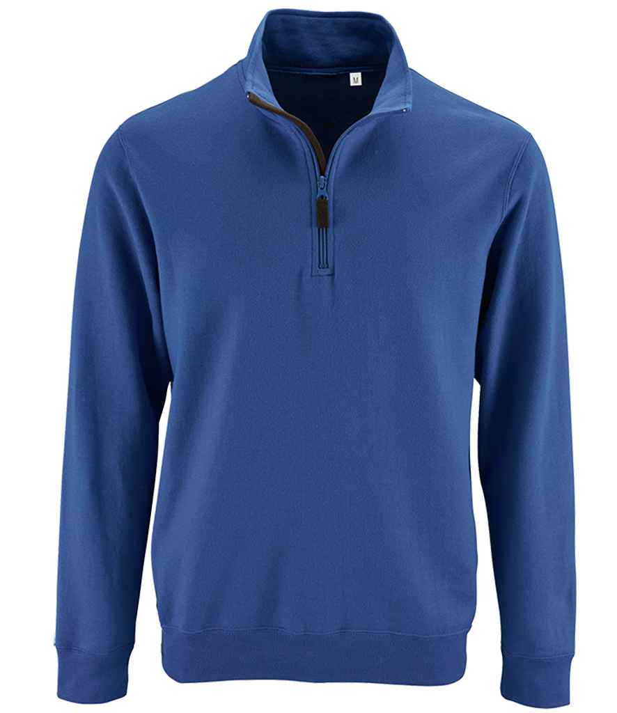SOL'S Stan Contrast Zip Neck Sweatshirt | Royal Blue