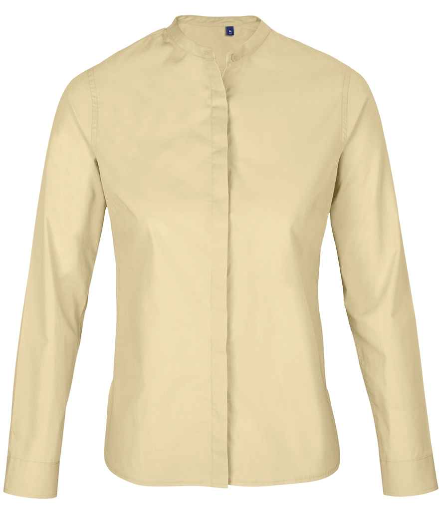 NEOBLU Ladies Bart Mao Collar Long Sleeve Poplin Shirt Soft and Stylish for Every Occasion