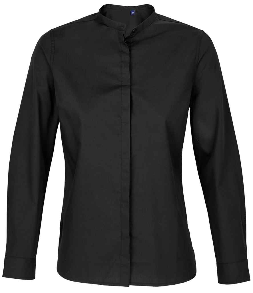 NEOBLU Ladies Bart Mao Collar Long Sleeve Poplin Shirt Soft and Stylish for Every Occasion