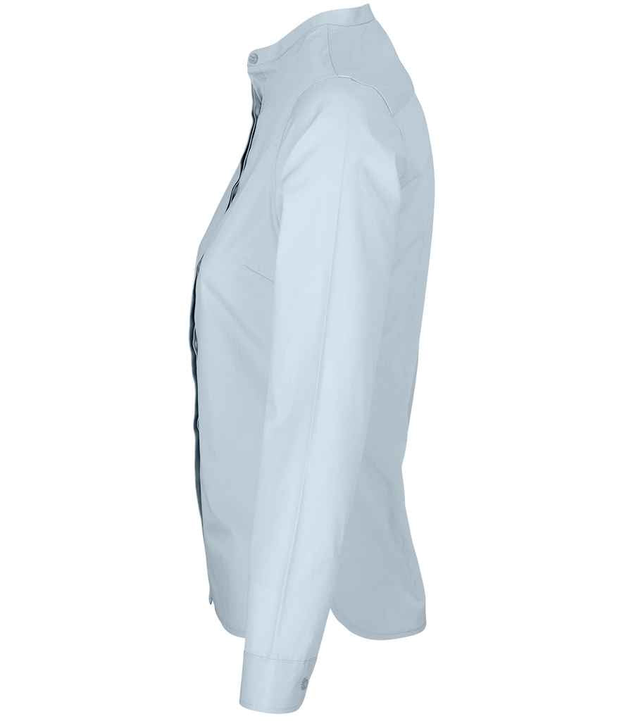 NEOBLU Ladies Bart Mao Collar Long Sleeve Poplin Shirt Soft and Stylish for Every Occasion
