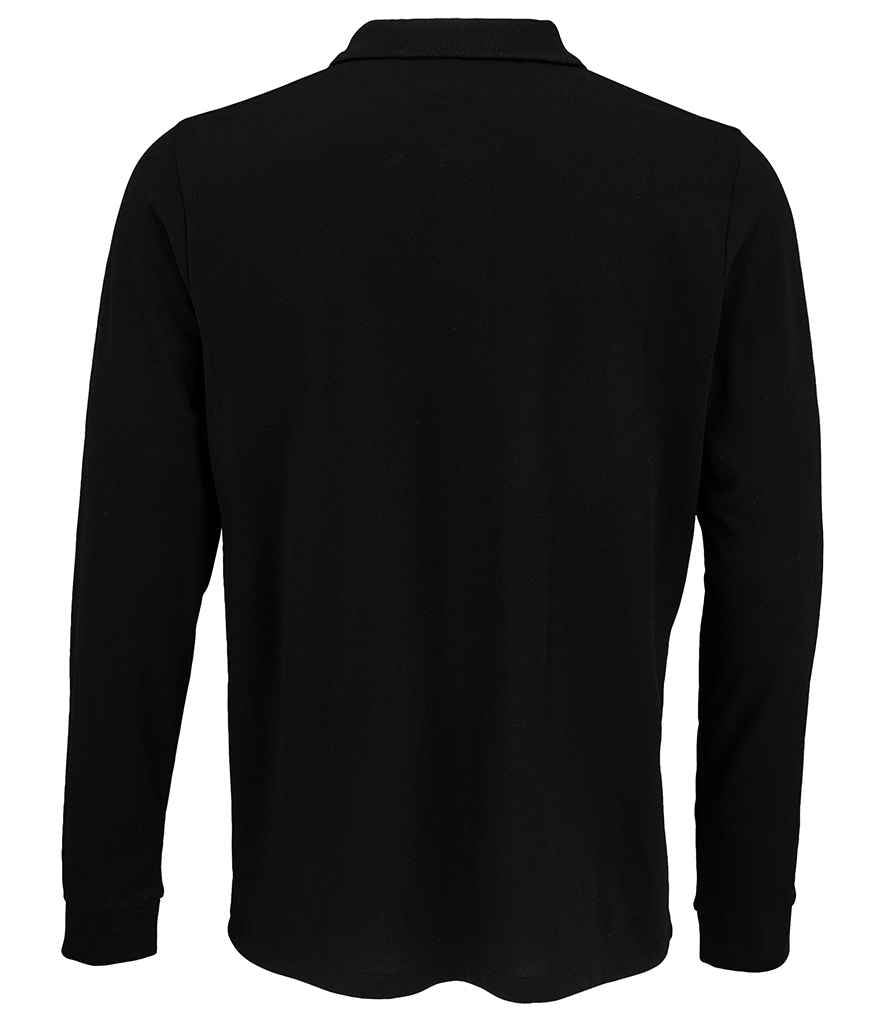 SOL'S Unisex Prime Long Sleeve Piqué Polo Shirt | Black