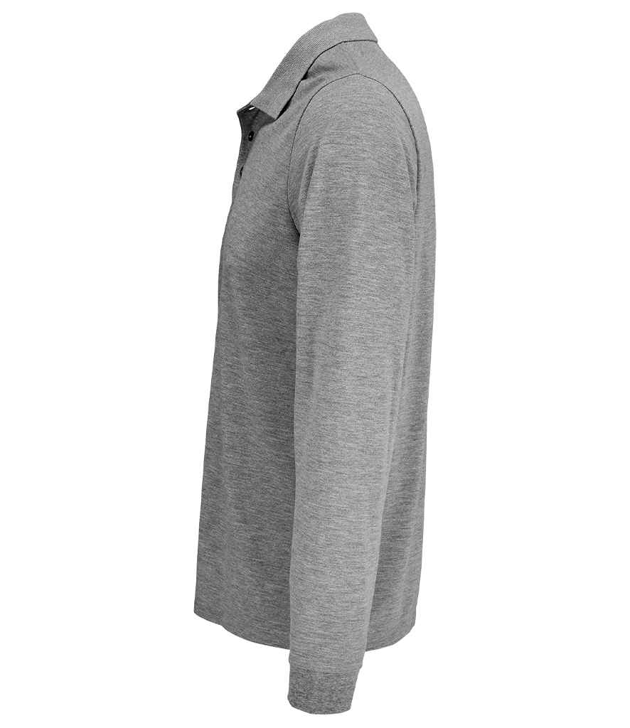 SOL'S Unisex Prime Long Sleeve Piqué Polo Shirt | Grey Marl