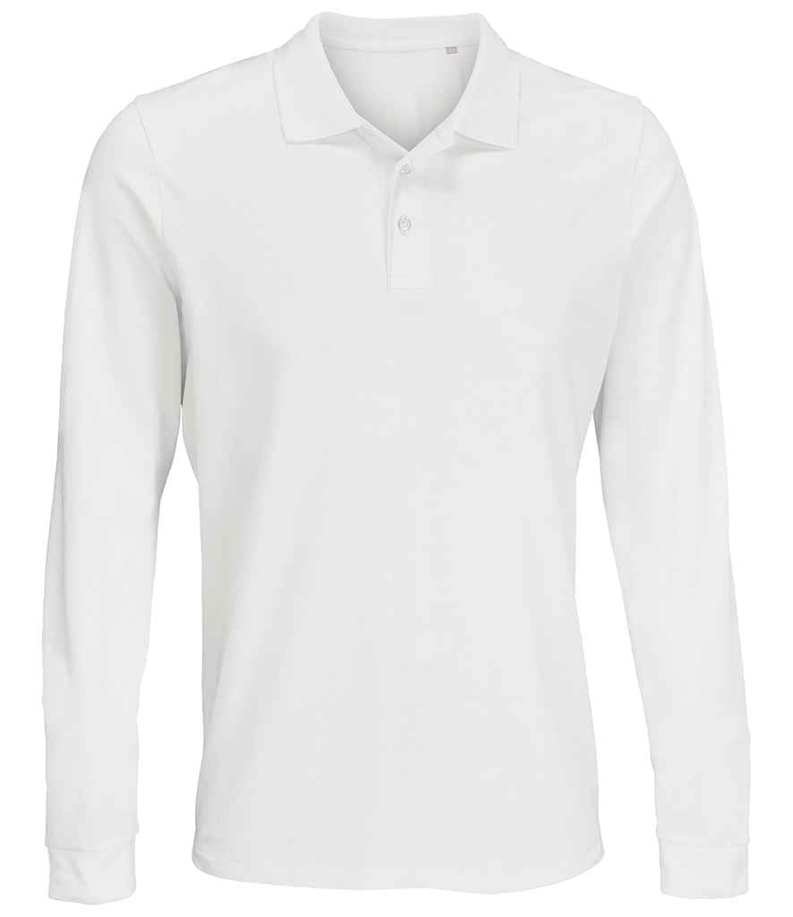 SOL'S Unisex Prime Long Sleeve Piqué Polo Shirt | White
