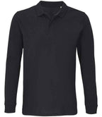 SOL'S Unisex Planet Long Sleeve Piqué Polo Shirt | Black