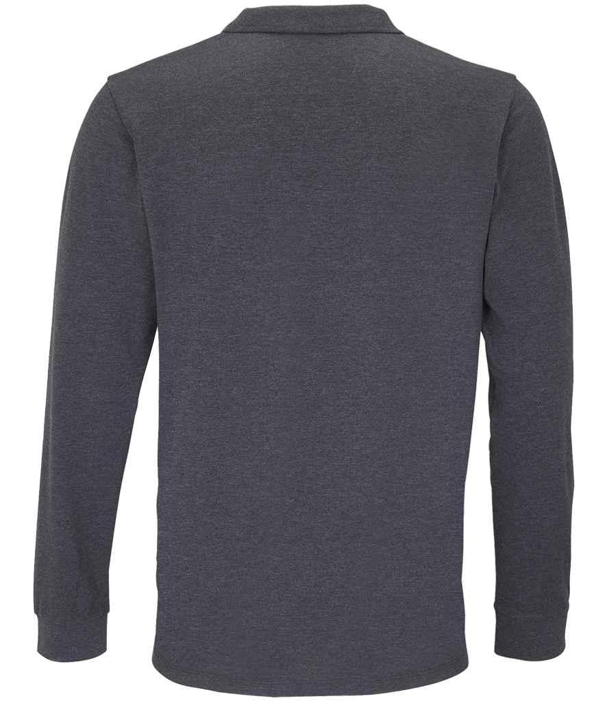 SOL'S Unisex Planet Long Sleeve Piqué Polo Shirt | Charcoal Marl