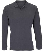 SOL'S Unisex Planet Long Sleeve Piqué Polo Shirt | Charcoal Marl