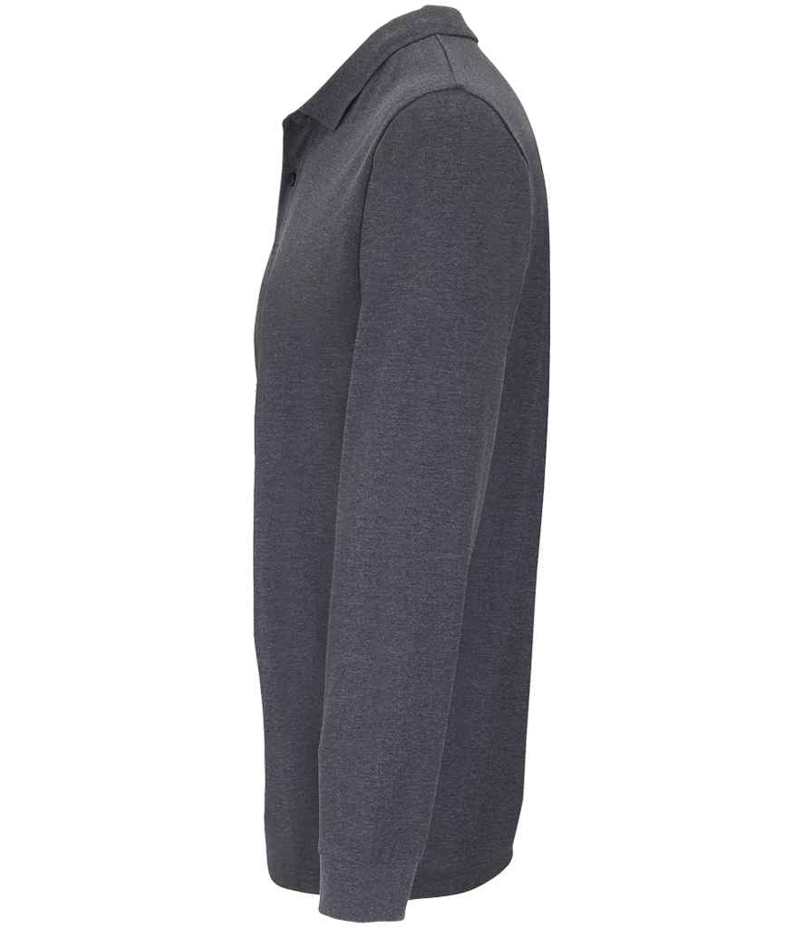 SOL'S Unisex Planet Long Sleeve Piqué Polo Shirt | Charcoal Marl
