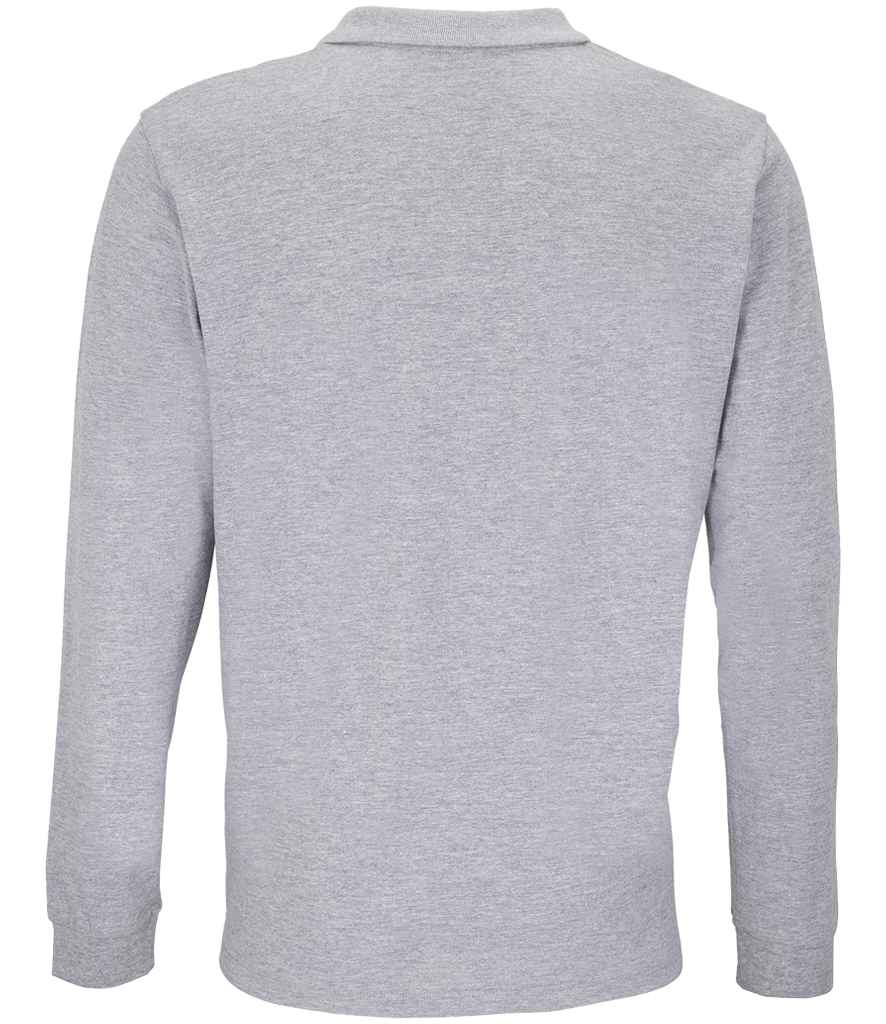 SOL'S Unisex Planet Long Sleeve Piqué Polo Shirt | Grey Marl