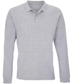 SOL'S Unisex Planet Long Sleeve Piqué Polo Shirt | Grey Marl
