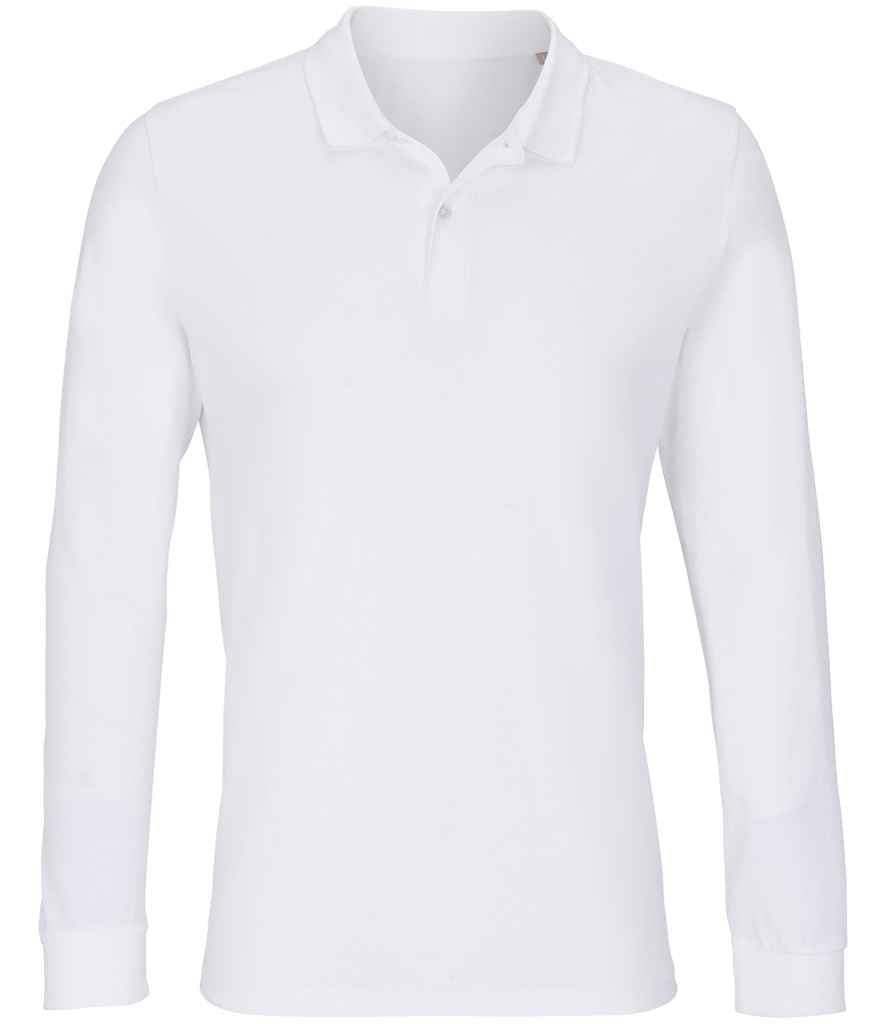 SOL'S Unisex Planet Long Sleeve Piqué Polo Shirt | White