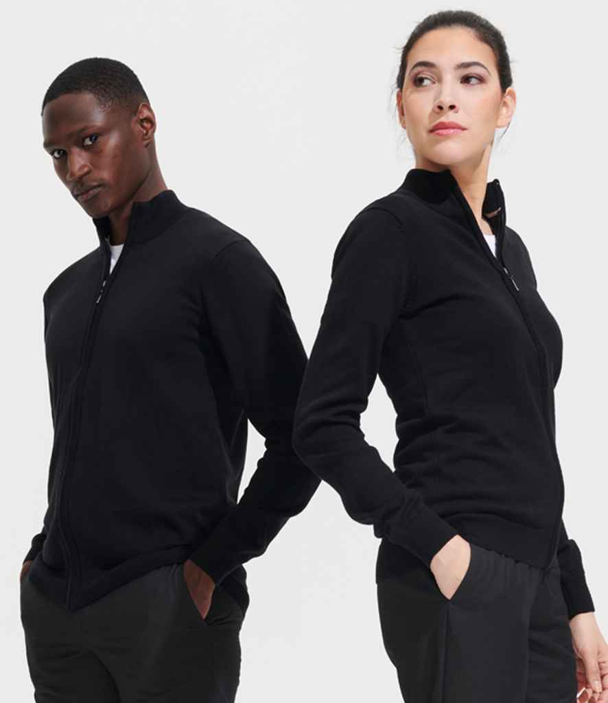 SOL'S Gordon Full Zip Cotton Acrylic Cardigan | Black