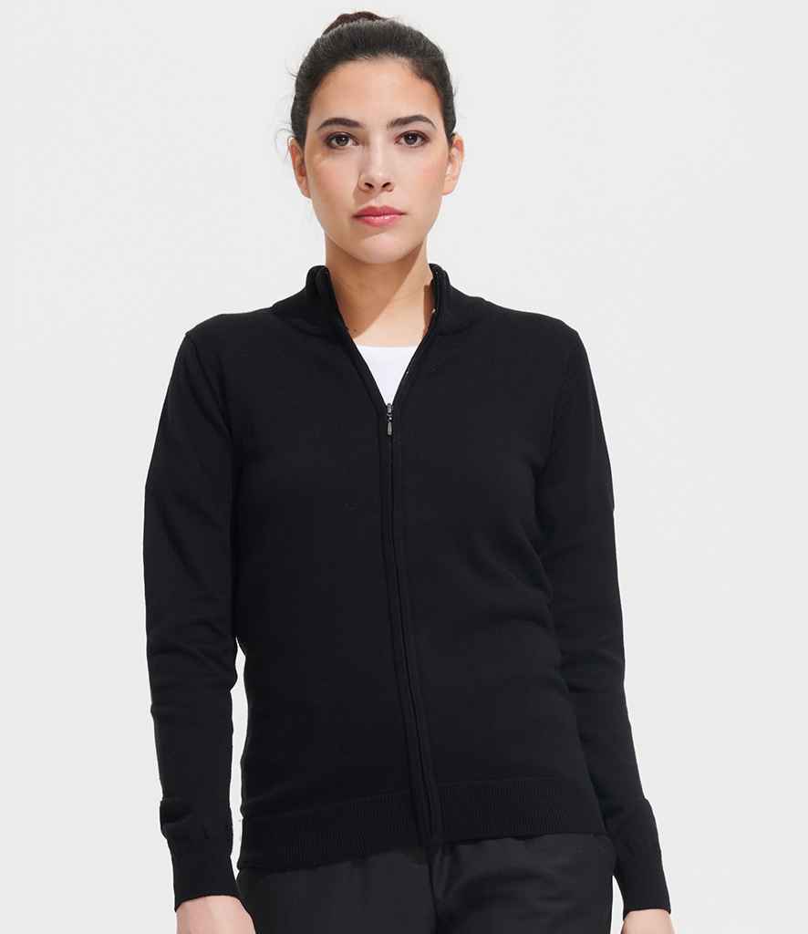 SOL'S Ladies Gordon Full Zip Cotton Acrylic Cardigan | Black