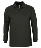 SOL'S Winter II Long Sleeve Cotton Piqué Polo Shirt | Black