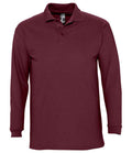 SOL'S Winter II Long Sleeve Cotton Piqué Polo Shirt | Burgundy