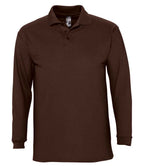SOL'S Winter II Long Sleeve Cotton Piqué Polo Shirt | Chocolate