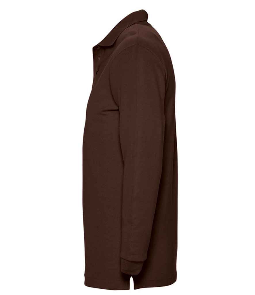 SOL'S Winter II Long Sleeve Cotton Piqué Polo Shirt | Chocolate