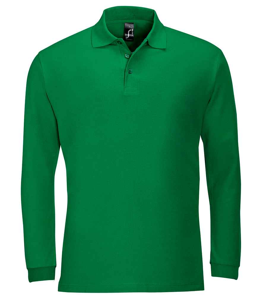 SOL'S Winter II Long Sleeve Cotton Piqué Polo Shirt | Kelly Green