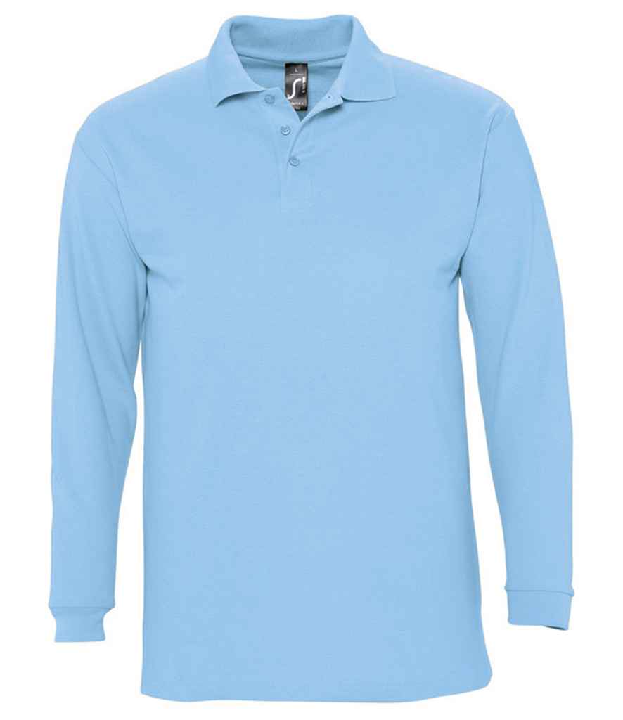 SOL'S Winter II Long Sleeve Cotton Piqué Polo Shirt | Sky Blue