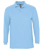 SOL'S Winter II Long Sleeve Cotton Piqué Polo Shirt | Sky Blue