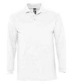 SOL'S Winter II Long Sleeve Cotton Piqué Polo Shirt | White
