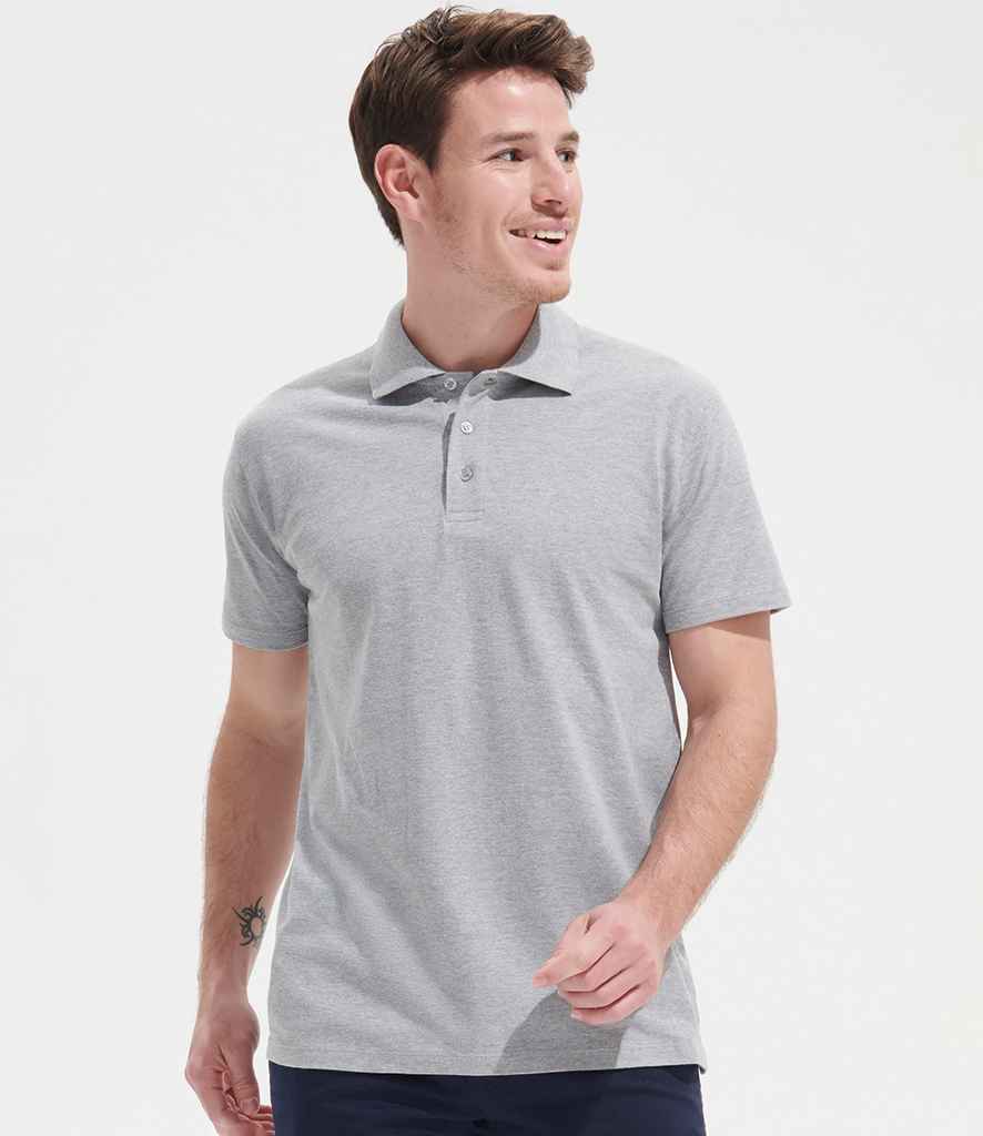 SOL'S Spring II Heavy Cotton Piqué Polo Shirt | Grey Marl