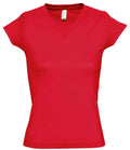 SOL'S Ladies Moon V Neck T-Shirt | Red