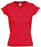 SOL'S Ladies Moon V Neck T-Shirt | Red