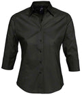 SOL'S Ladies Effect 3/4 Sleeve Fitted Shirt | Black