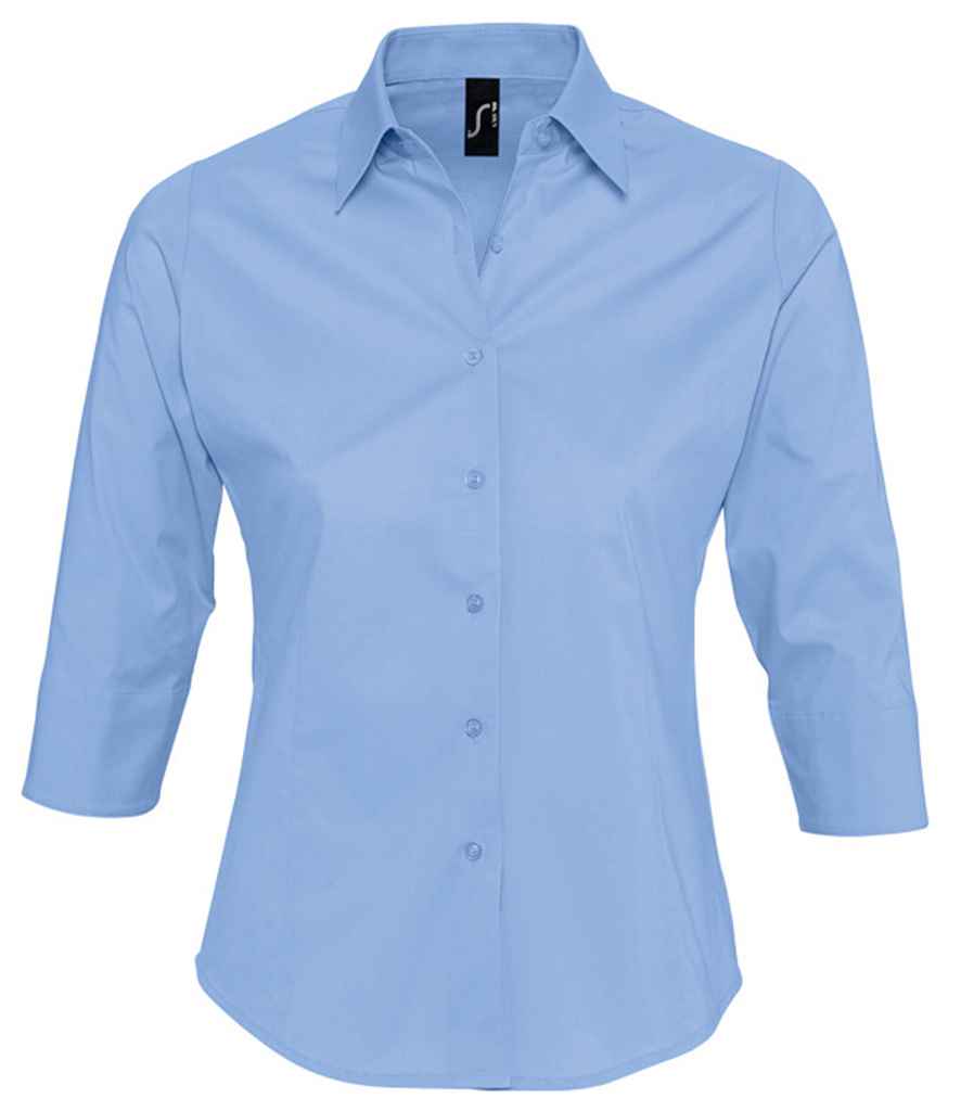 SOL'S Ladies Effect 3/4 Sleeve Fitted Shirt | Bright Sky