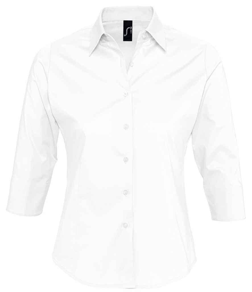 SOL'S Ladies Effect 3/4 Sleeve Fitted Shirt | White