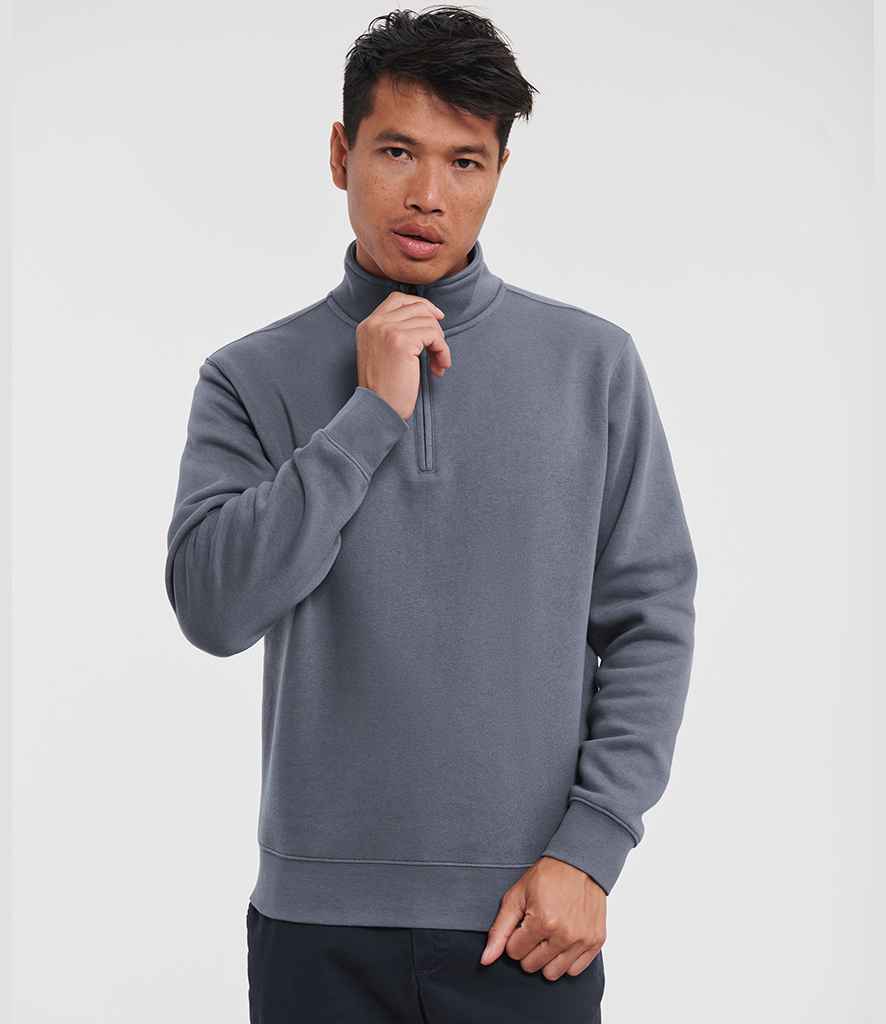 Russell Authentic Zip Neck Sweatshirt | Convoy Grey