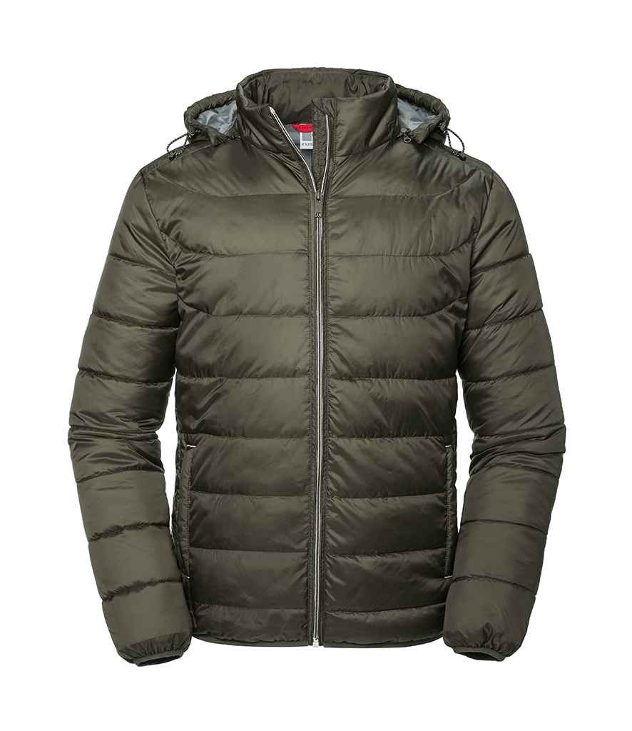 Russell Hooded Nano Padded Jacket | Dark Olive