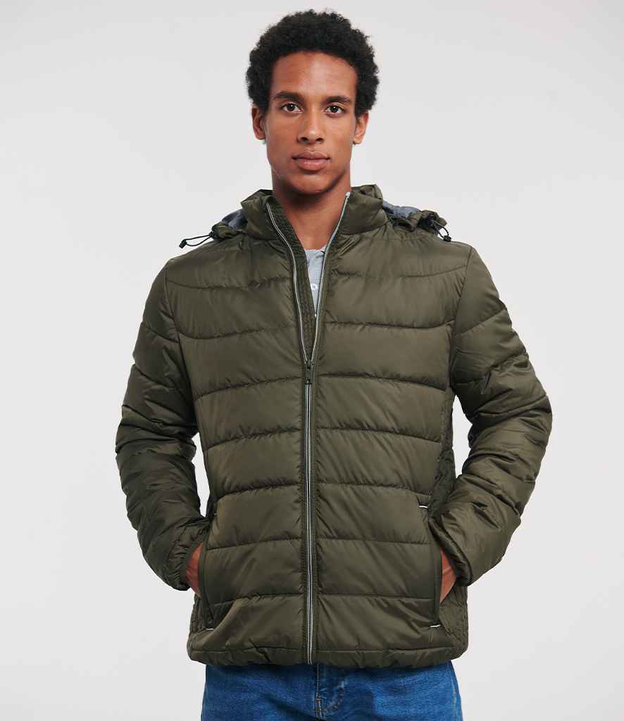 Russell Hooded Nano Padded Jacket | Dark Olive