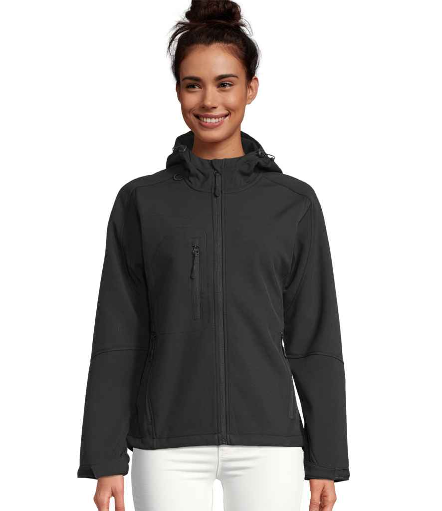 SOL'S Ladies Replay Hooded Soft Shell Jacket | Black